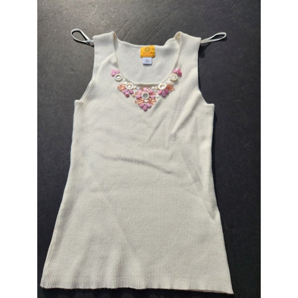 Ruby Rd Womens Petite Large Embellished Tank Top Blouse Button Design PL